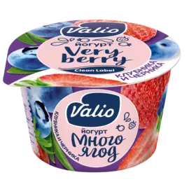 БЗМЖ Йогурт с черникой и клубникой 2.6% Валио