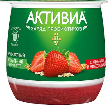 БЗМЖ Йогурт термостатный клубника/злаковый микс 27% Активиа