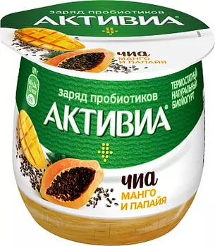 БЗМЖ Йогурт термостатный манго/папайя/семена чиа 27% Активиа