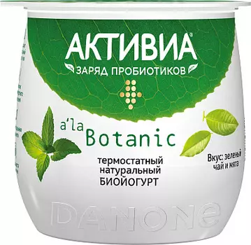 БЗМЖ Йогурт термостатный зеленый чай/мята 33% Активиа