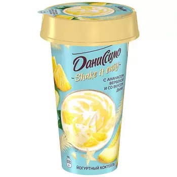 БЗМЖ Коктейль кисломолочный йогуртный с ананасом экстрактом вербены и со вкусом дыни 2.7% 190 г Даниссимо