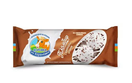 БЗМЖ Мороженое пломбир с шоколадной стружкой полено Коровка из Кореновки