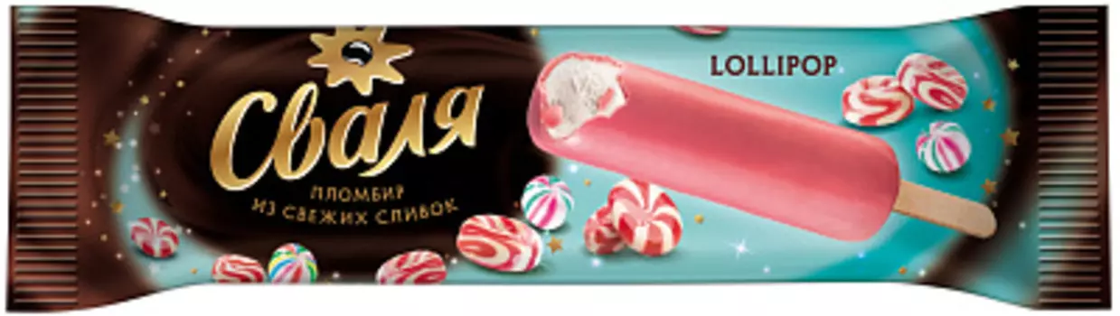БЗМЖ Пломбир 14%в гл.с аром. Lollipop эскимо 58г Сваля