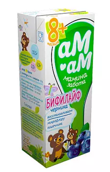 БЗМЖ Продукт кисломолочный Бифилайф черника 2.5% 210г Ам-Ам