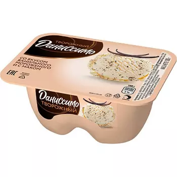 БЗМЖ Продукт творожный с наполнителем со вкусом ванильного мороженного с маком 5.6% Даниссимо