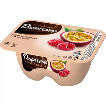 БЗМЖ Продукт творожный Сочная малина-маракуйя Даниссимо 5.6% 100г Россия