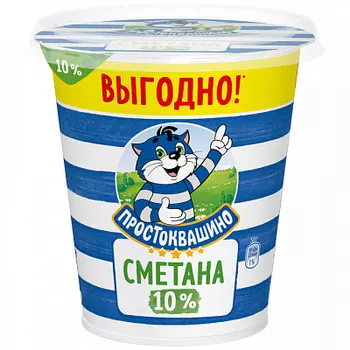 БЗМЖ Сметана 10% 300г Простоквашино
