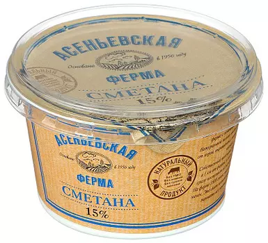 БЗМЖ Сметана 15% 180г Асеньевская ферма