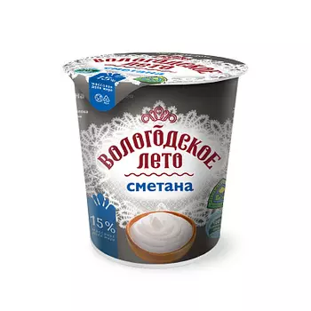 БЗМЖ Сметана 15% 400г Вологодское Лето