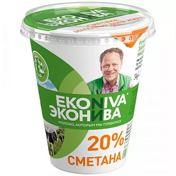 БЗМЖ Сметана 20% 400г ЭкоНива