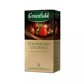 Чай черный с добавками Строуберри Гурмэ 25 пакетиков Greenfield