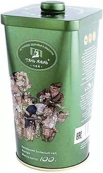 Чай зеленый листовой в железной банке Тянь Жень