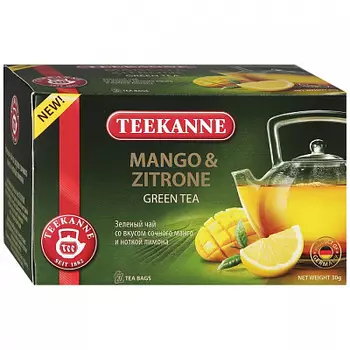 Чай зеленый Teekanne Mango Zitrone мелкий со вкусом сочного манго и ноткой лимона 20 пакетиков