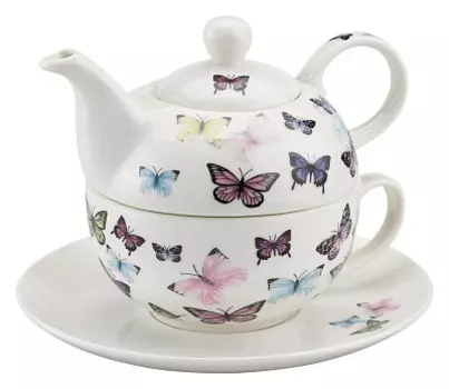 Чайный набор заварочный чайник+чашка с блюдцем Бабочки Ambiente.