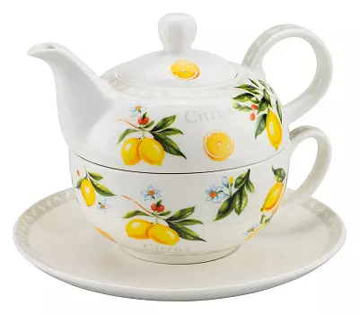 Чайный набор заварочный чайник+чашка с блюдцем Цитрусы Ambiente