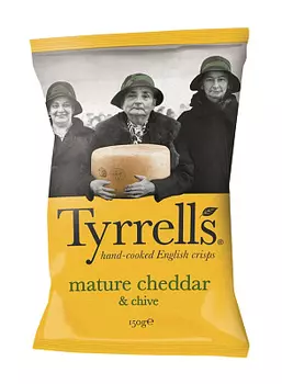 Чипсы вкус сыра чеддер и лука-резанец Tyrrells