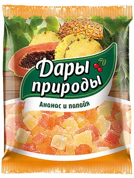 Цукаты сушеные (ананас папайя) Дары природы