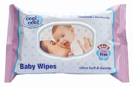 Детские влажные салфетки с экстрактом ромашки и алоэ вера 72 шт Cool&amp;Cool