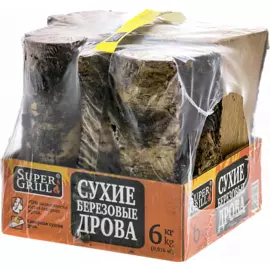 Дрова сухие березовые 6 кг SuperGrill