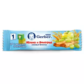 Фруктово-злаковый батончик с яблоком и виноградом Gerber