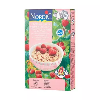 Каша овсяная моментального приготовления с малиной Nordic