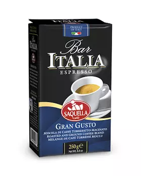 Кофе натуральный жареный молотый Bar Italia Gran Gusto SAQUELLA
