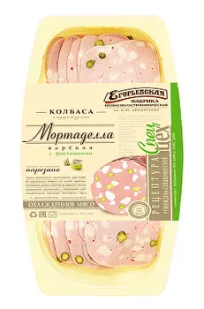 Колбаса Мортаделла вареная нарезка 200 г Егорьевская фабрика