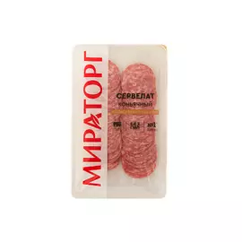 Колбаса варено-копченая Сервелат Коньячный нарезка 100г Мираторг