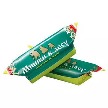 Конфета Мишки в лесу вафельные с шоколадной начинкой в горьком шоколаде вес Победа