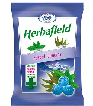 Конфеты карамельные HERBAFIELD натуральные масло мяты/эвкалипта Zaharni Zavodi
