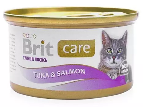 Консервы для кошек тунец/лосось Brit Care