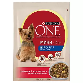 Корм д/собак говядина картофель/взросл 85г пауч Purina One Min