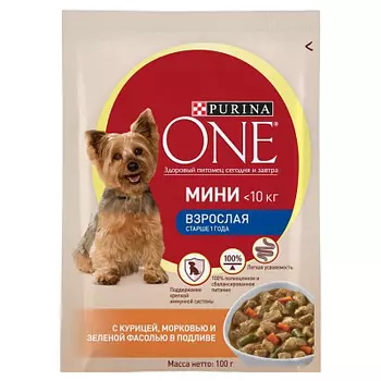 Корм д/собак курица морковь/взросл 85г пауч Purina One Min