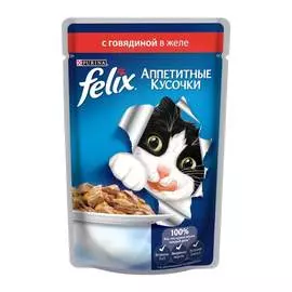 Корм для кошек говядина в желе Felix