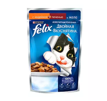 Корм для кошек индейка/печень Felix