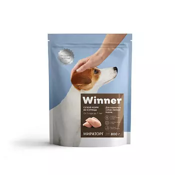 Корм сухой из курицы для взрослых собак мелких пород 800г Winner Мираторг