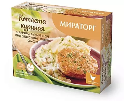 Котлета куриная с картофельным пюре под сливочно-грибным соусом