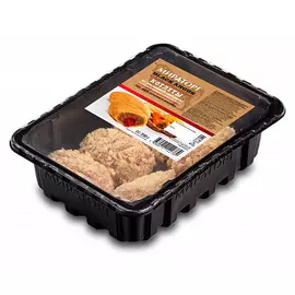 Котлеты из мраморной говядины в хрустящей панировке с томатами черри