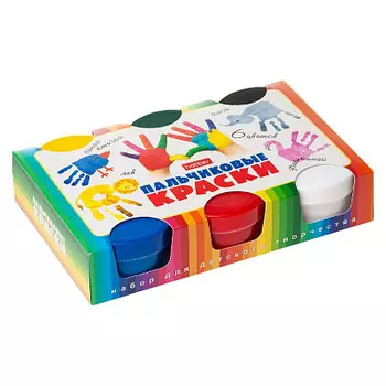 Краски пальчиковые 6 цв. Классика- без кисти в картонной коробке Hatber