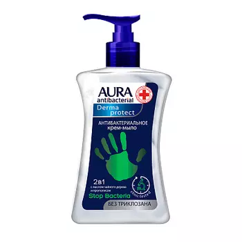 Крем-мыло антибактериальное AURA Derma Protect 2в1 флакон/дозатор 250мл