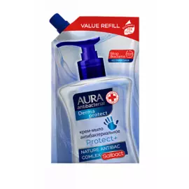 Крем-мыло антибактериальное AURA Derma Protect дой-пак 500мл