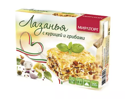 Лазанья с курицей и грибами 350 г Мираторг