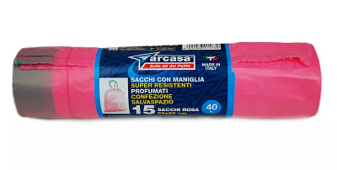 Мешки Arcasa для мусора с завязками розовые 40л 15 шт