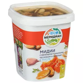 Мидии в масле вяленные томаты/чеснок/зелень Меридиан