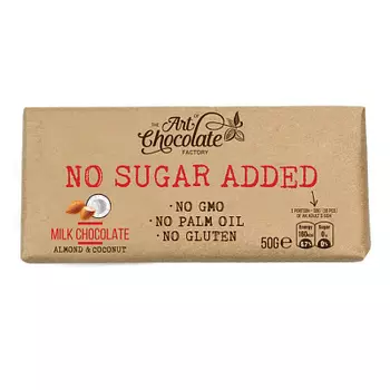 Молочный шоколад без добавления сахара с миндалем и кокосом 50г Elegant