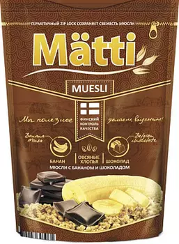 Мюсли с бананом и шоколадом Matti