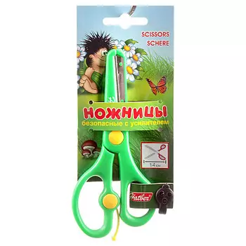 Ножницы детские 14см безопасн.с усилителем нерж. сталь с пласт.покрытием.Ежик инд.упак.с европодвесо