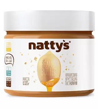 Паста арахисовая с кусочками арахиса и мёдом Nattys®