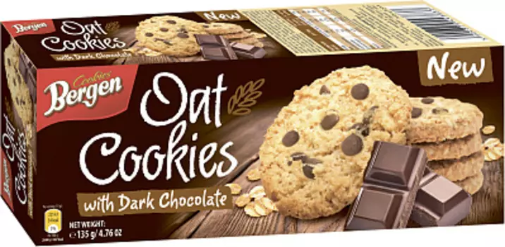 Печенье овсяное с кусочками темного шоколада Bergen