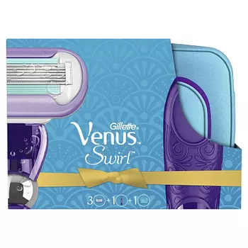 Подарочный набор "Gillette Venus Swirc" с 3 сменными кассетами+косметичка